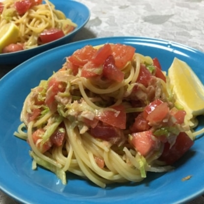 水菜をきらしていたので、レタスで作りましたが、美味しかったです。
パスタソースを冷やしておくと、サッと作れますね！